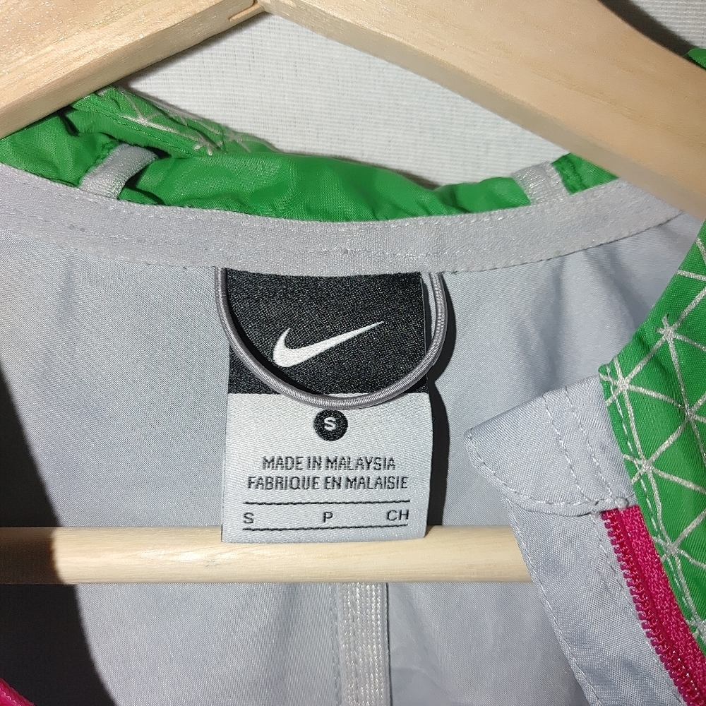 Nike Vapor Mesh Full Zip Running Jacket Gray Green Silver Reflective Size Small - Picture 7 of 9